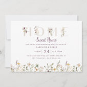 waterverf wilde bloemen housewarming party kaart (Voorkant)