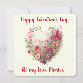 Waterverf, wilde bloemen in een hart feestdagenkaart (Voorkant)