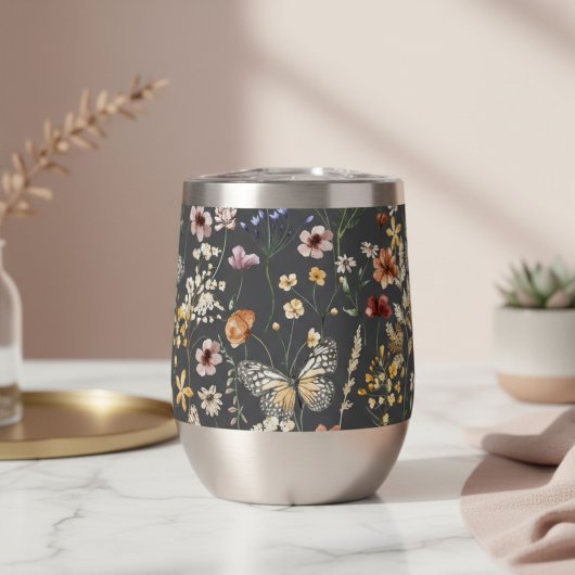 Waterverf Wilde Bloemen in Houtskoolgrijs