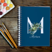 Waterverf wilde bloemen initiaal blauw notitieboek