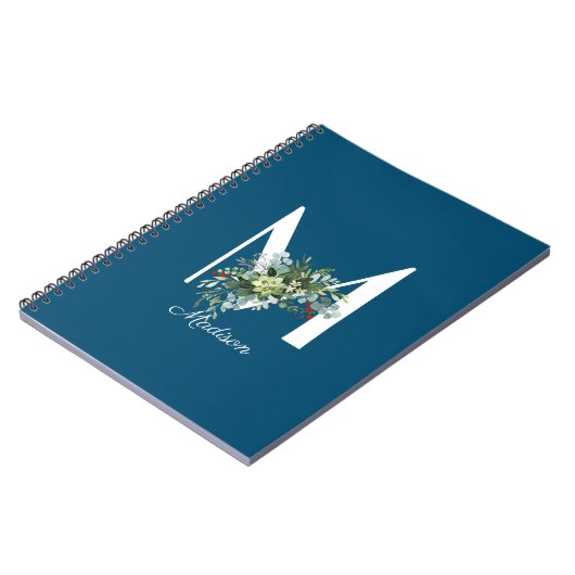 Waterverf wilde bloemen initiaal blauw notitieboek (Linkerzijde)