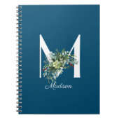 Waterverf wilde bloemen initiaal blauw notitieboek (Voorkant)