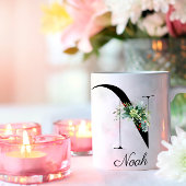 Waterverf wilde bloemen initiaal monogram koffie m koffiemok