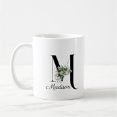 Waterverf wilde bloemen initiaal monogram koffie m koffiemok (Links)