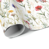 Waterverf Wilde Bloemen Inpakpapier (Rol Hoek)