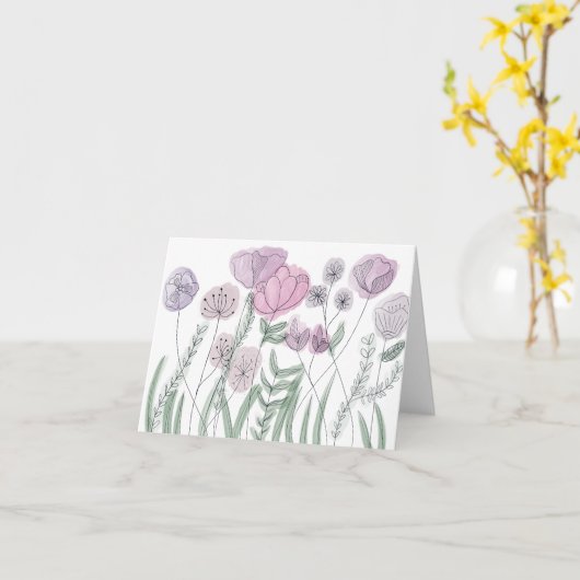 Waterverf Wilde bloemen Kaart (Gele Bloem)