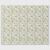 Waterverf Wilde Bloemen Kleurrijk Rustiek Patroon Cadeaupapier (Vlak)