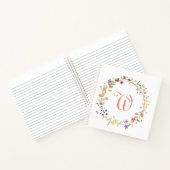 Waterverf Wilde Bloemen Krans Lijst Monogram Notitieboek (Binnen)