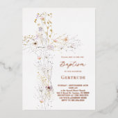 waterverf wilde bloemen kruisen doop uitnodiging (Voorkant)