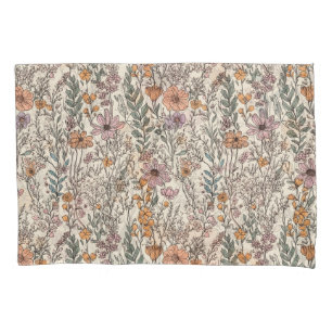 Waterverf wilde bloemen kussensloop