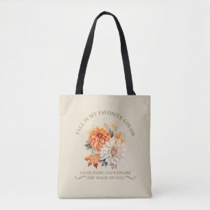 Waterverf wilde bloemen laat herfst herfstcitaten tote bag