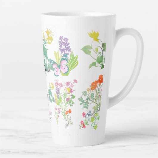 Waterverf wilde bloemen latte mok (Rechts)