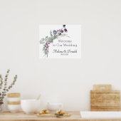 Waterverf Wilde Bloemen Lavendel Bloem Bruiloft Poster (Keuken)