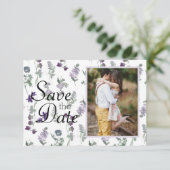 Waterverf Wilde Bloemen Lavendel Save The Date (Staand voorkant)