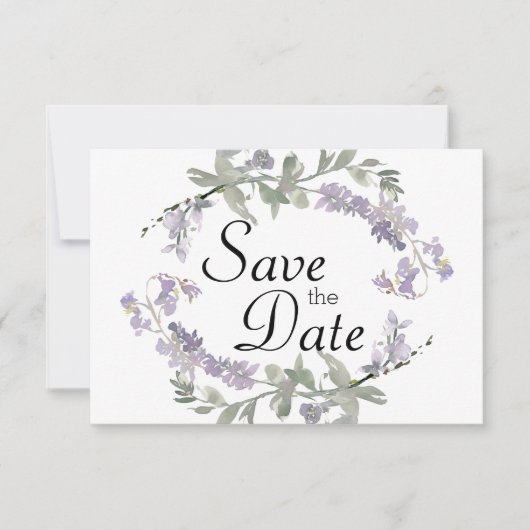 Waterverf Wilde Bloemen Lavendel Save The Date (Voorkant)