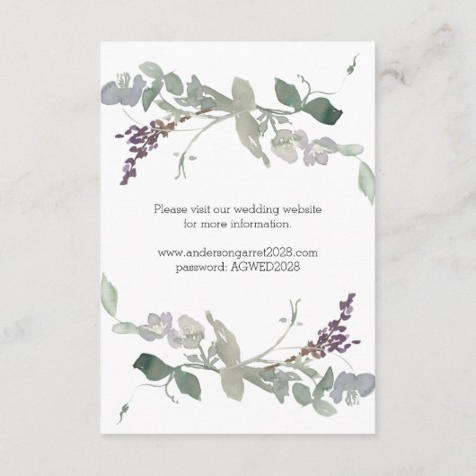 Waterverf wilde bloemen lavender Floral Informatiekaartje (Achterkant)