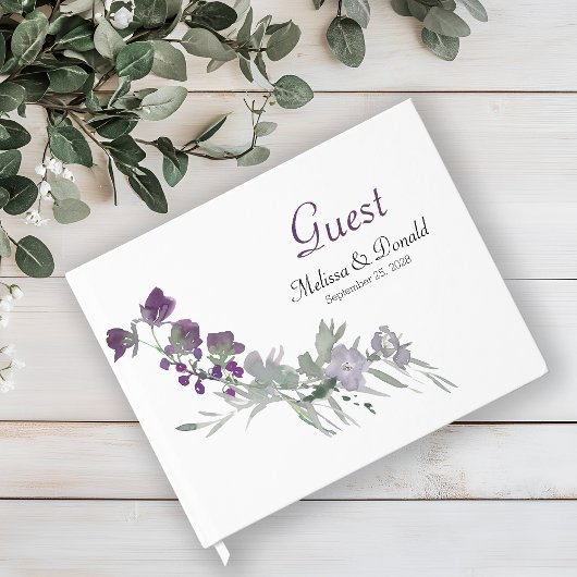 Waterverf wilde bloemen lavender Floral Wedding Gastenboek