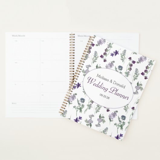 Waterverf wilde bloemen lavender Floral Wedding Planner (Display)