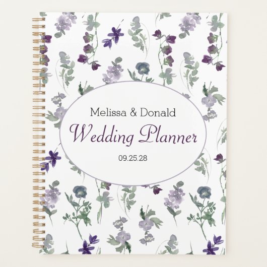 Waterverf wilde bloemen lavender Floral Wedding Planner (Voorkant)