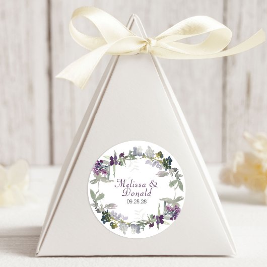 Waterverf wilde bloemen lavender Floral Wedding Ronde Sticker