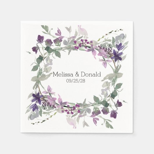 Waterverf wilde bloemen lavender Floral Wedding Servet (Voorkant)