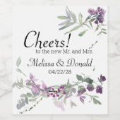 Waterverf wilde bloemen lavender Floral Wijn Etiket (Enkel label)
