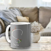 Waterverf wilde bloemen letter S grijs koffie mok