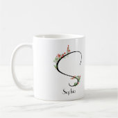 Waterverf wilde bloemen letter S witte koffie mok (Links)