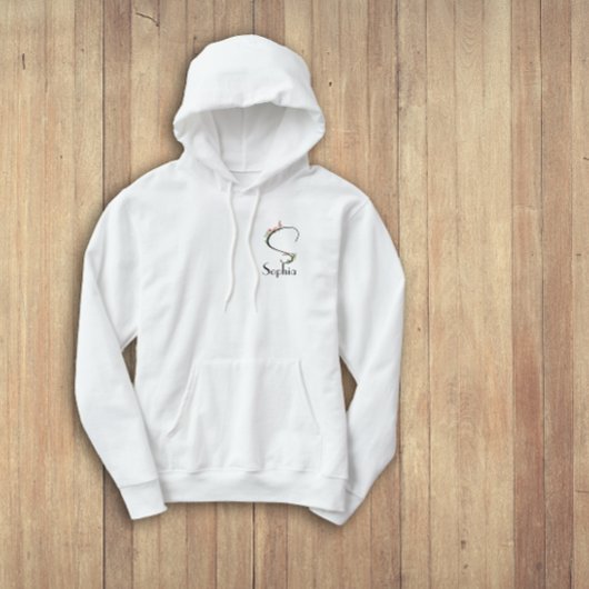 Waterverf wilde bloemen letter S zwart Hoodie