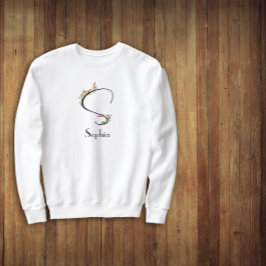 Waterverf wilde bloemen letter S zwart Trui