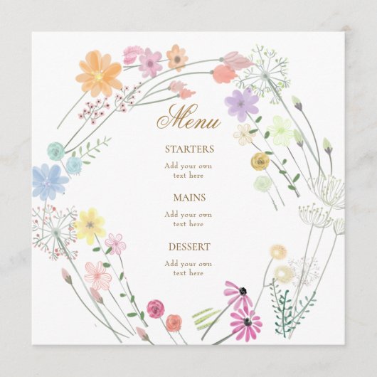 waterverf wilde bloemen menu (Voorkant)