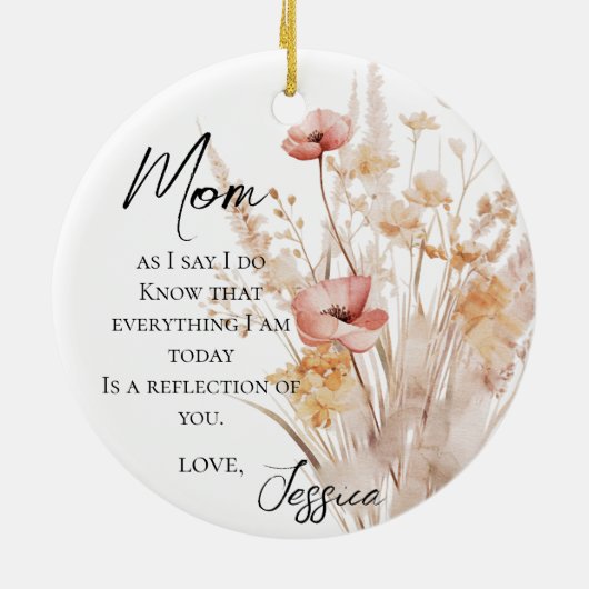 Waterverf wilde bloemen moeder van de bruid keramisch ornament (Achterkant)