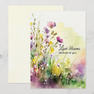 Waterverf Wilde Bloemen Moederdag Paars Geel  Feestdagenkaart