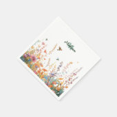 Waterverf Wilde Bloemen Monogram Gepersonaliseerde Servet (Hoek)