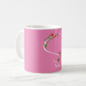 Waterverf wilde bloemen monogram roze koffie mok (Voorkant links)