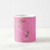 Waterverf wilde bloemen monogram roze koffie mok (Center)