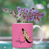 Waterverf wilde bloemen monogram roze koffie mok