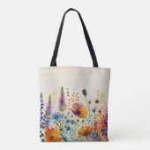 Waterverf wilde bloemen op canvas kijken gepersona tote bag (Achterkant)