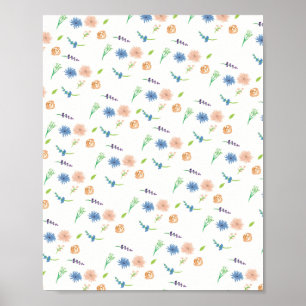 Waterverf Wilde Bloemen Originele Kunst Poster