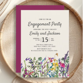 Waterverf wilde bloemen Paars Verloving Kaart