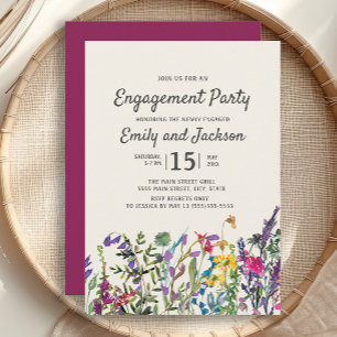 Waterverf wilde bloemen Paars Verloving Kaart