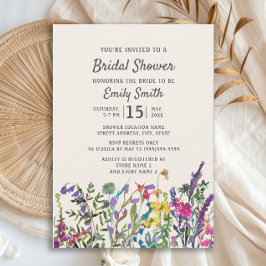 Waterverf wilde bloemen Paars Vrijgezellenfeest Kaart