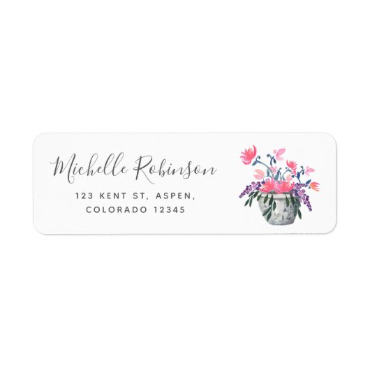 Waterverf wilde bloemen Parijse bruiloft Etiket (Voorkant)