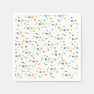 Waterverf Wilde Bloemen Pastel Geschilderd Patroon Servet