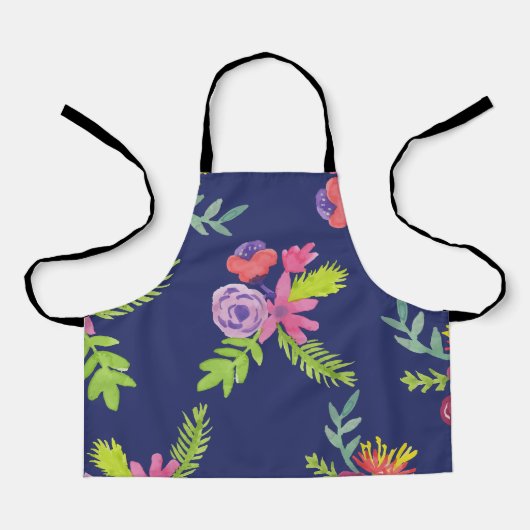 Waterverf Wilde Bloemen Patroon Schort (Voorkant)