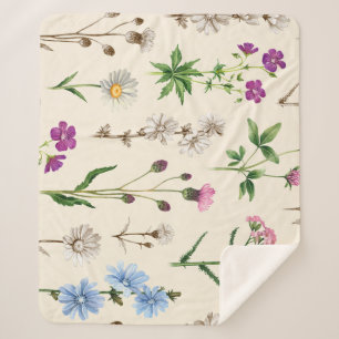 Waterverf wilde bloemen patroon. sherpa deken