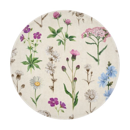 Waterverf wilde bloemen patroon. snijplank (Voorkant)