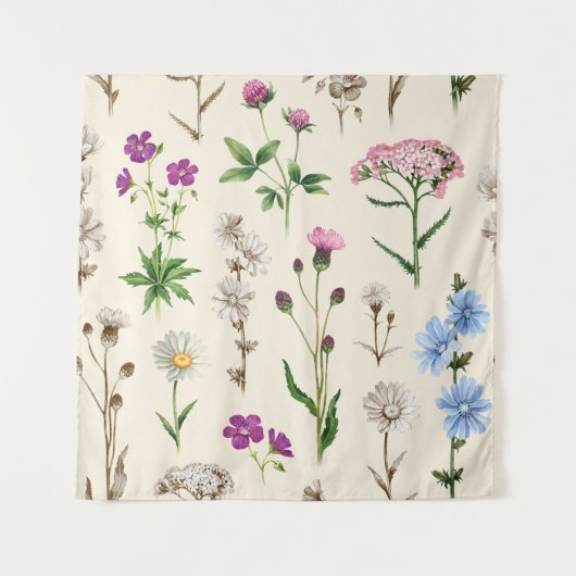 Waterverf wilde bloemen patroon. wandkleed (Voorkant)