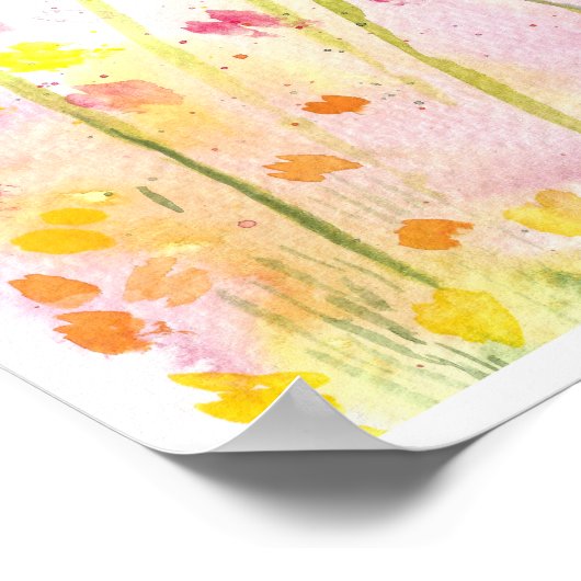 Waterverf wilde bloemen print (Hoek)