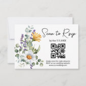 waterverf wilde bloemen qr code bruiloft trendy ch RSVP kaartje (Voorkant)